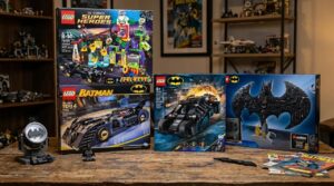 Collection of LEGO DC Sets sitting on a collector's table
