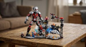 Lego Marvel Set sitting on a collector's table