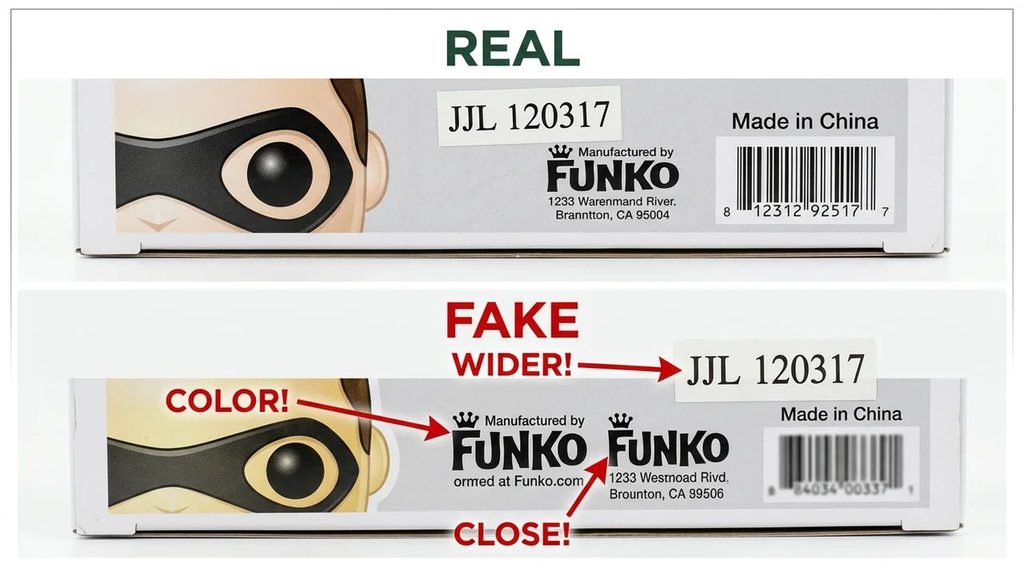 Infographic on how to spot fake funko pops