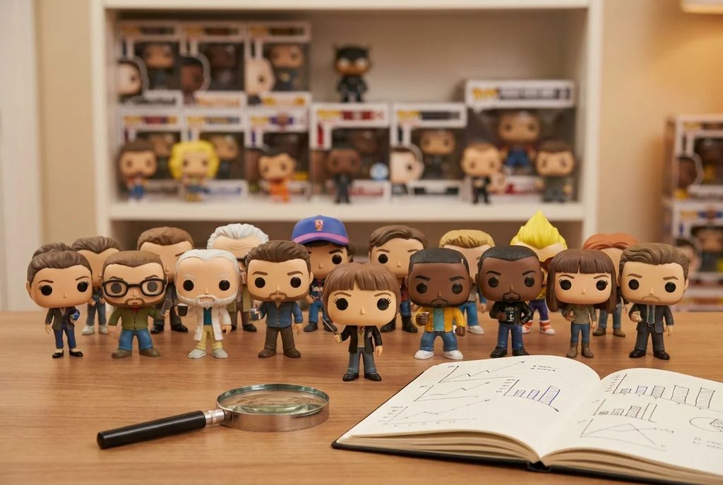 Collection of Funko Pops on a collector's table.