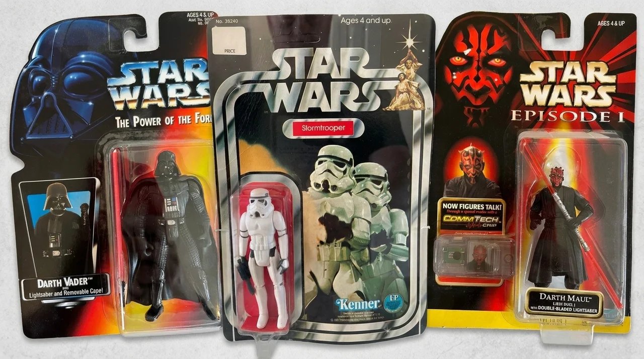 Sell Star Wars toys on eBay or to a cash buyer - Darth Vader, Stormtrooper and Darth Maul action figures